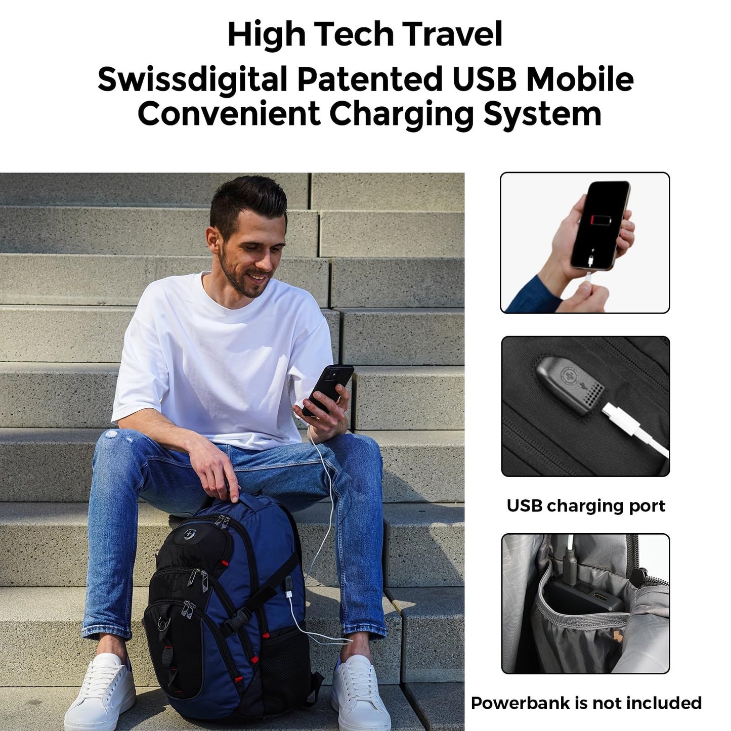 Stylish Laptop Backpack with USB Charging Port, Fits 15.6" Computer, 31L Travel2