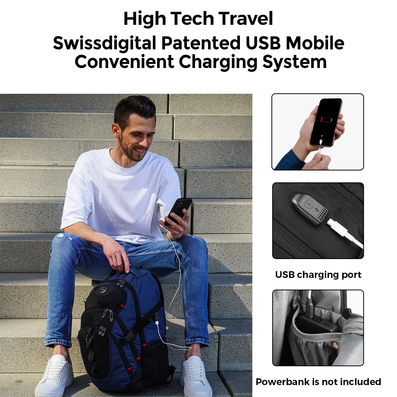 Stylish Laptop Backpack with USB Charging Port, Fits 15.6" Computer, 31L Travel2
