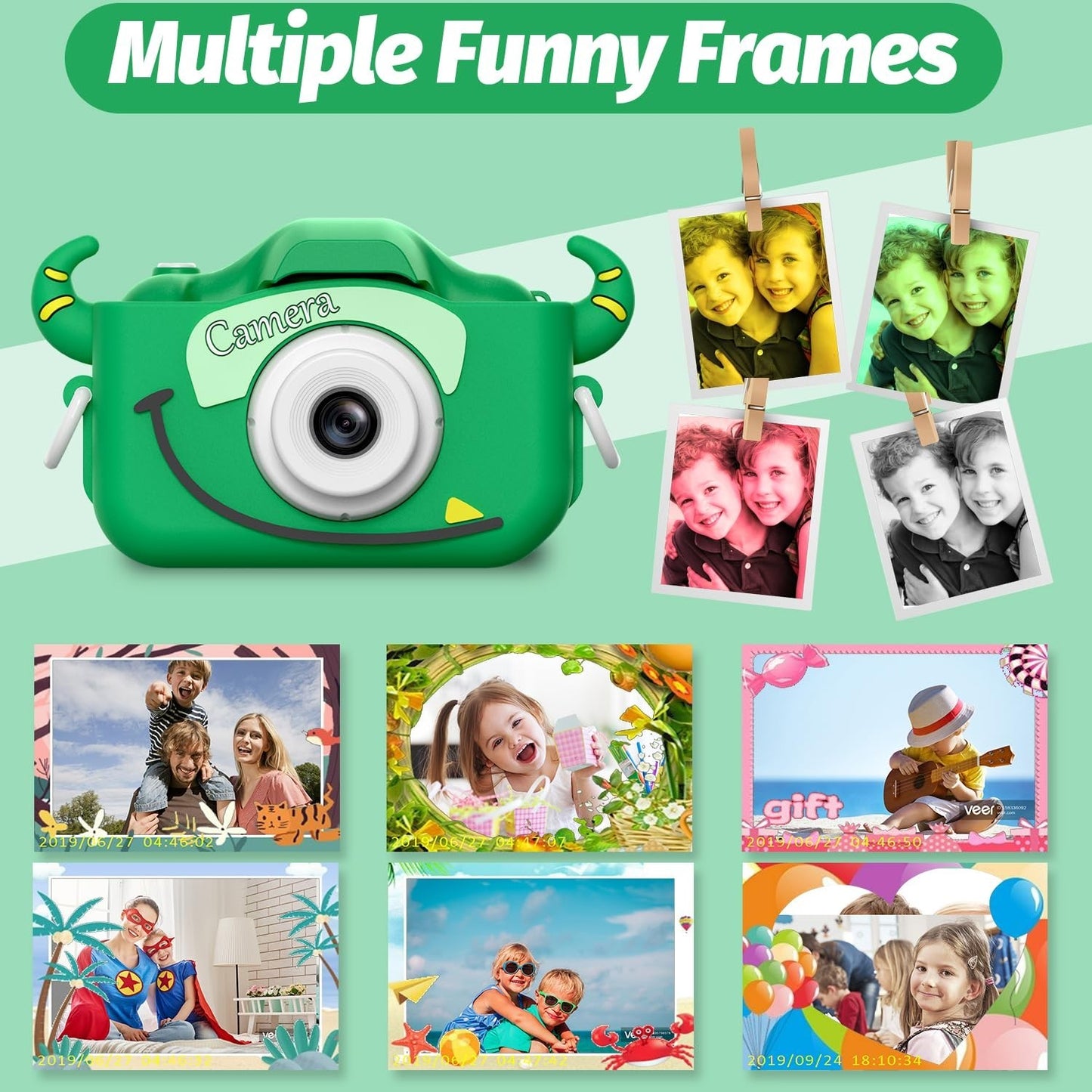 Kids Digital Camera for 3 8 Year Olds, Cartoon Soft Cover, Video Camcorder Gift5