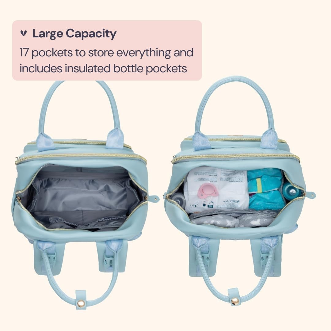 Multi Function Leather Diaper Bag Backpack   Water Resistant, Changing Pad, Stro4