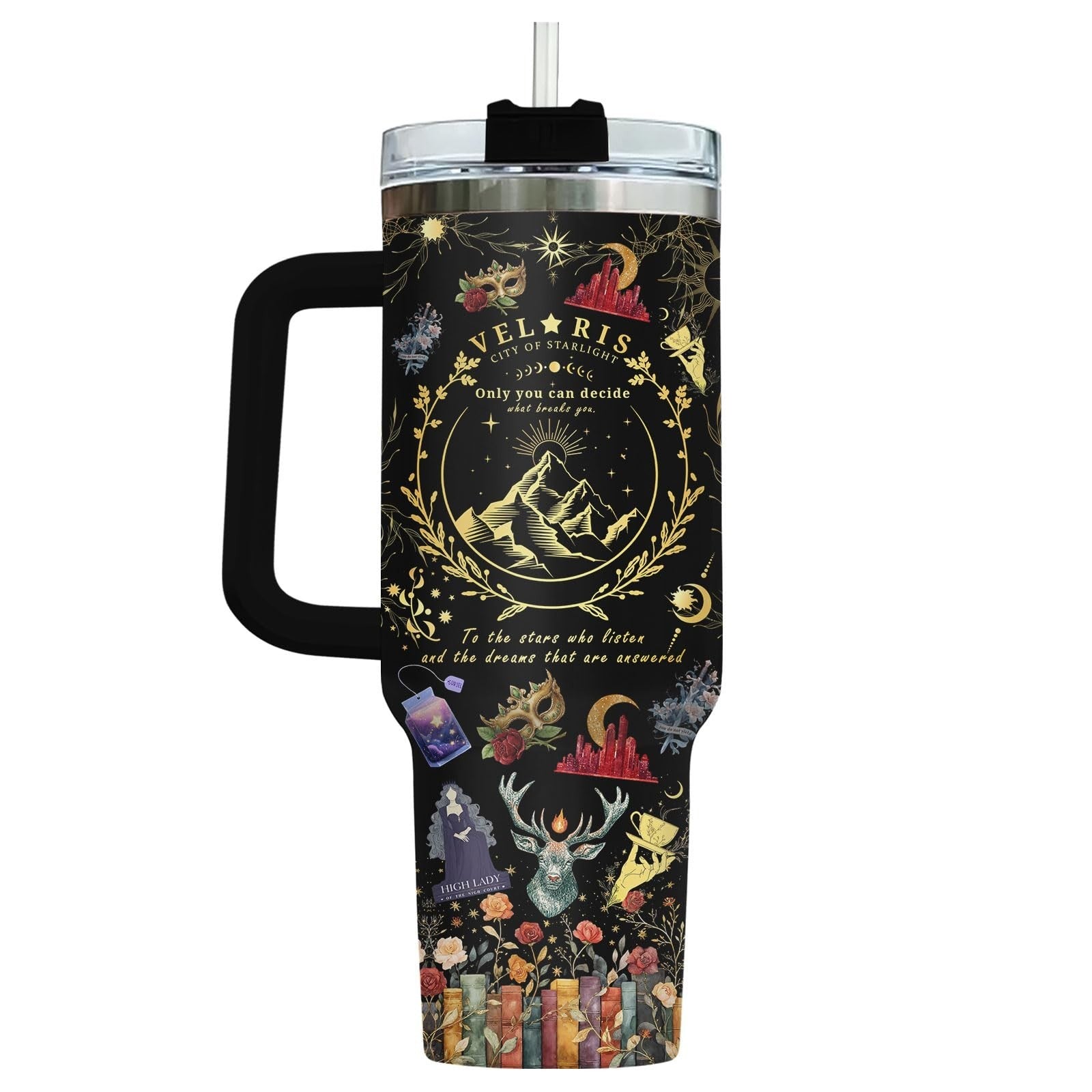 40oz Fantasy Romance Tumbler   Night Sky Mountains Travel Mug, Aesthetic Gift fo3