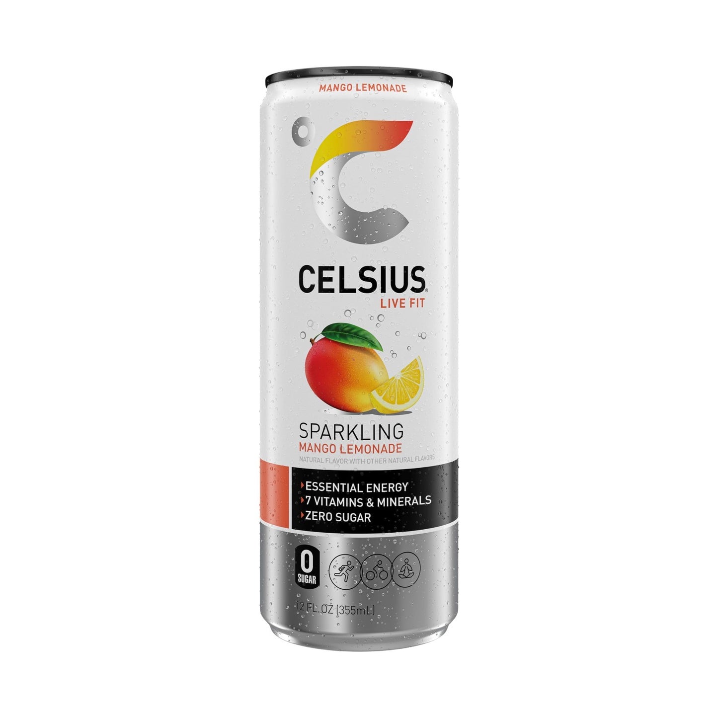 Sparkling Mango Lemonade Energy Drink, Sugar Free, 12 Fl Oz, Pack of 12 Cans4