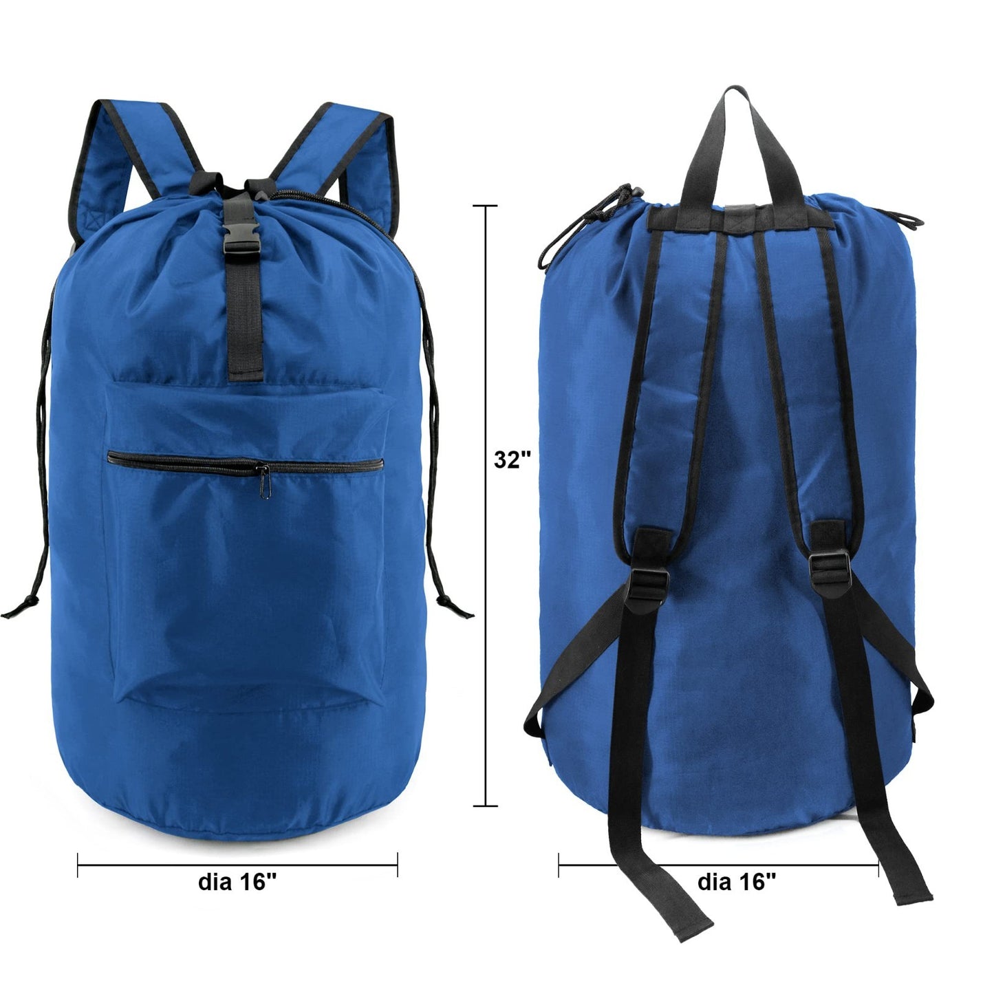 Extra Large Portable Laundry Backpack - Heavy-Duty Drawstring Bag for Travel, Co2