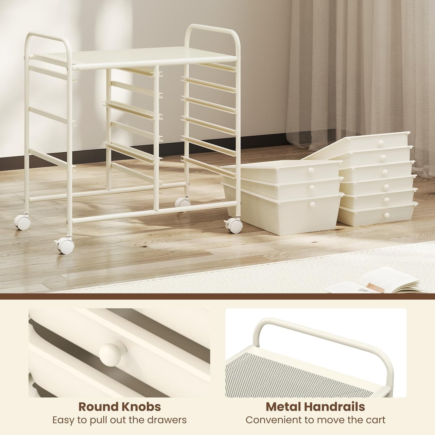 9 Drawer Rolling Storage Cart   Mobile Utility Cart for Craft, Art Supplies, Cla5