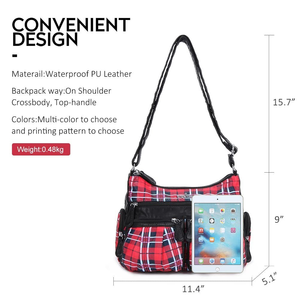 Stylish Crossbody Bag for Women   Medium Faux Leather Shoulder Handbag with Pock3