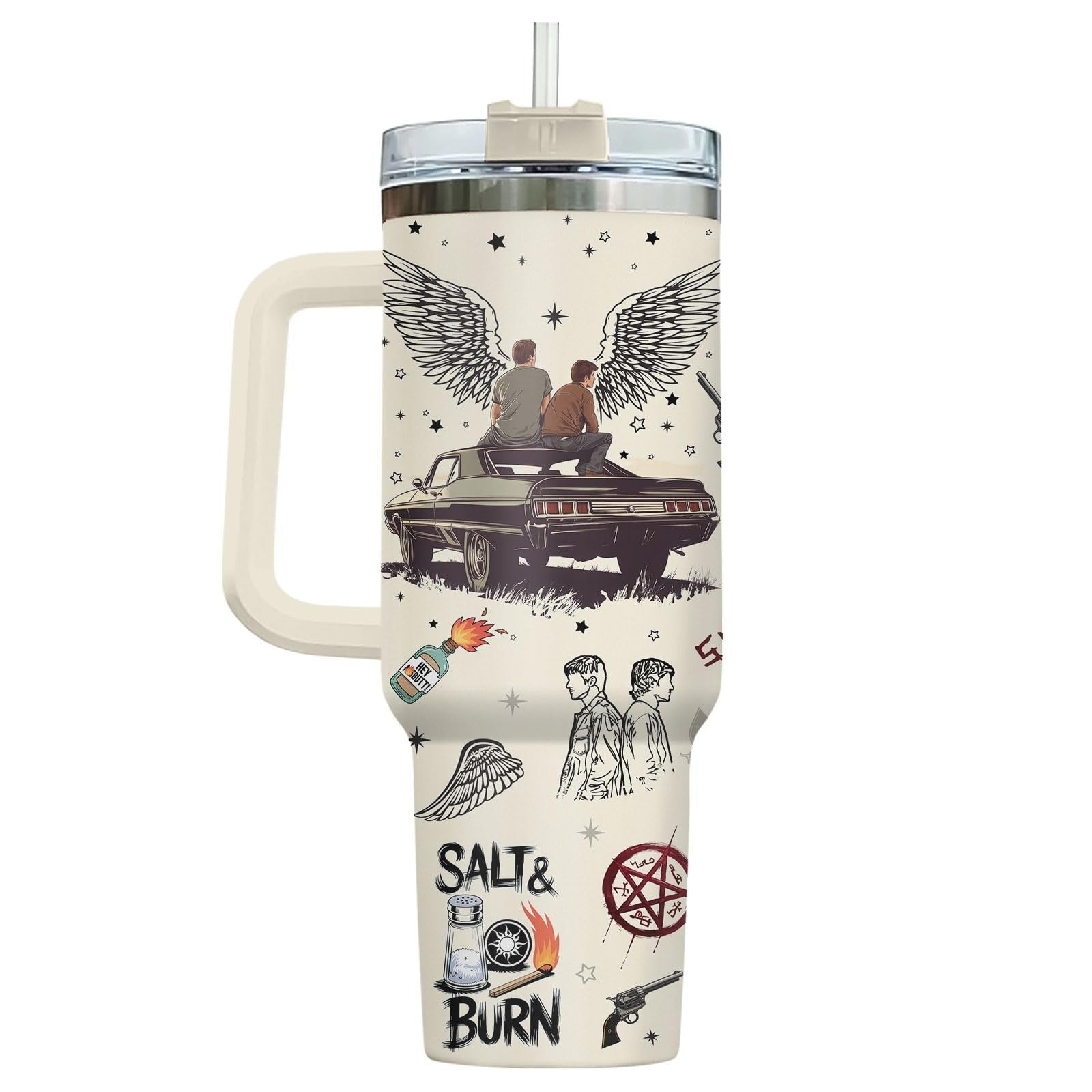 40oz Stainless Steel Tumbler with Handle   Vacuum Insulated Travel Mug   Unique3
