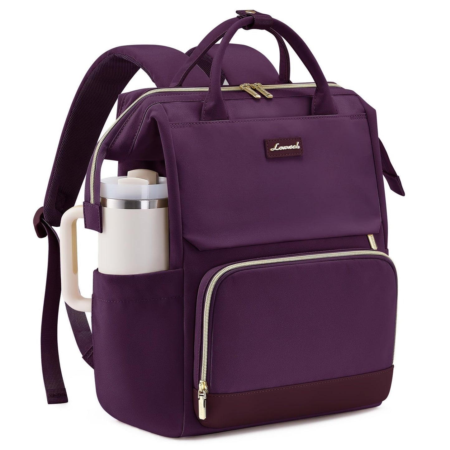 Stylish Laptop Backpack for Women   Giant Tumbler Holder, Travel, Work, Nurse, T1