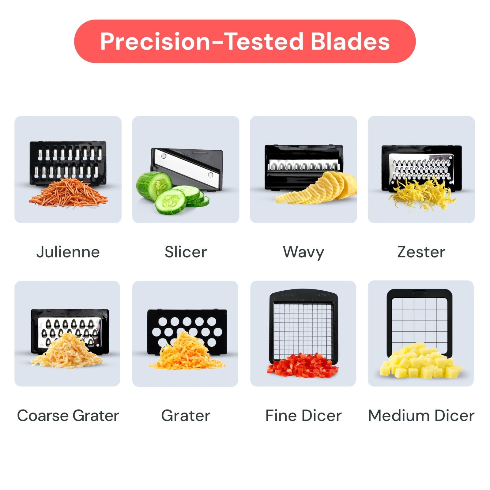 8 in 1 Vegetable Chopper & Mandoline Slicer | Sharp Stainless Steel Blades, Onio2