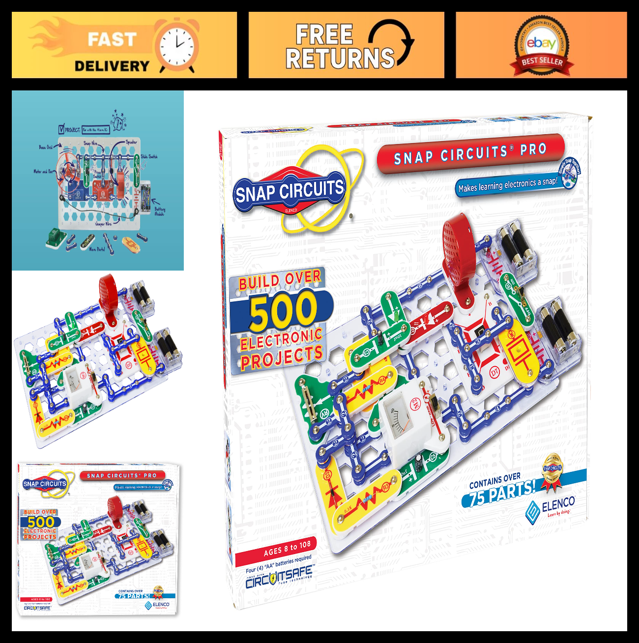 500 in 1 Electronics Exploration Kit   Snap Circuits STEM Learning Toy, Fun Proj0