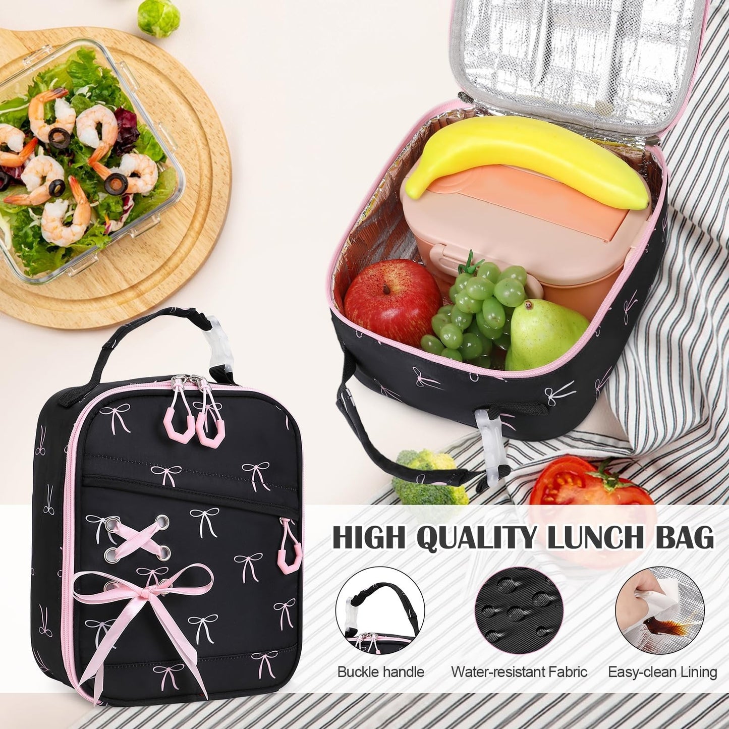 3PCS Girls School Backpack Set with Lunch Box & Pencil Pouch   Stylish & Durable5