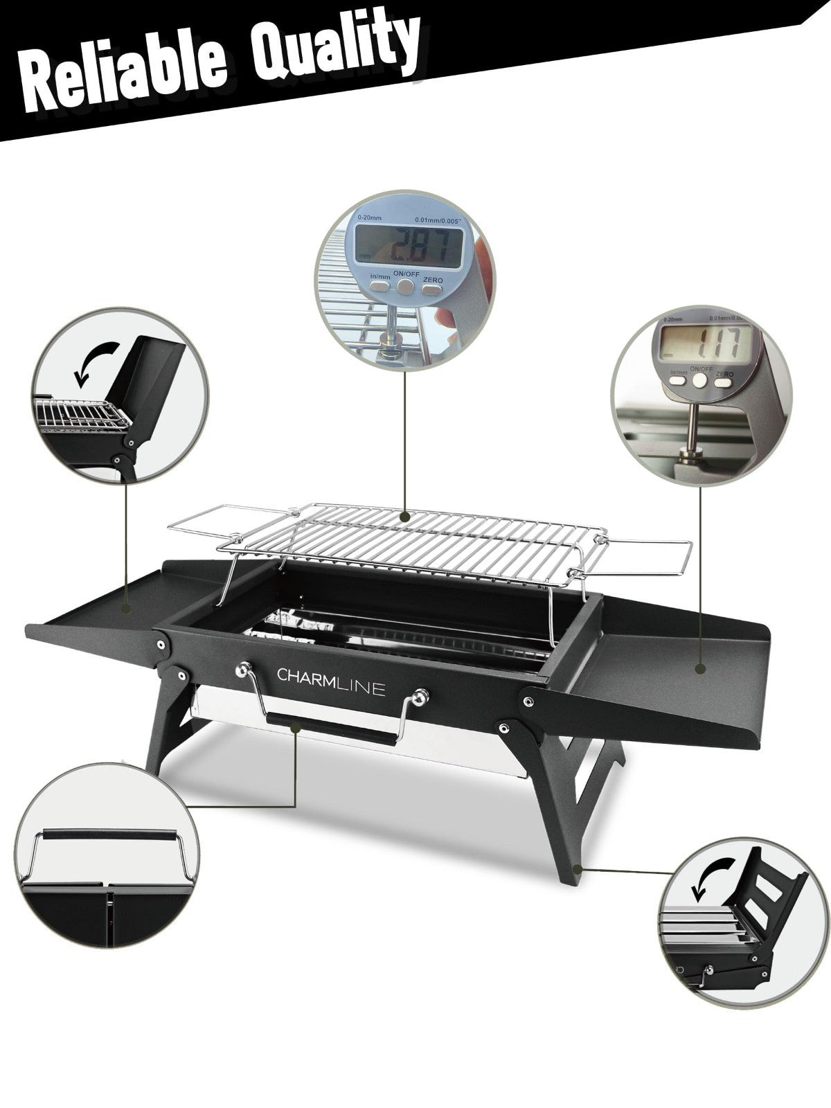 Compact 14x9" Foldable Charcoal Grill - Portable BBQ for Camping, Picnics, Beach3