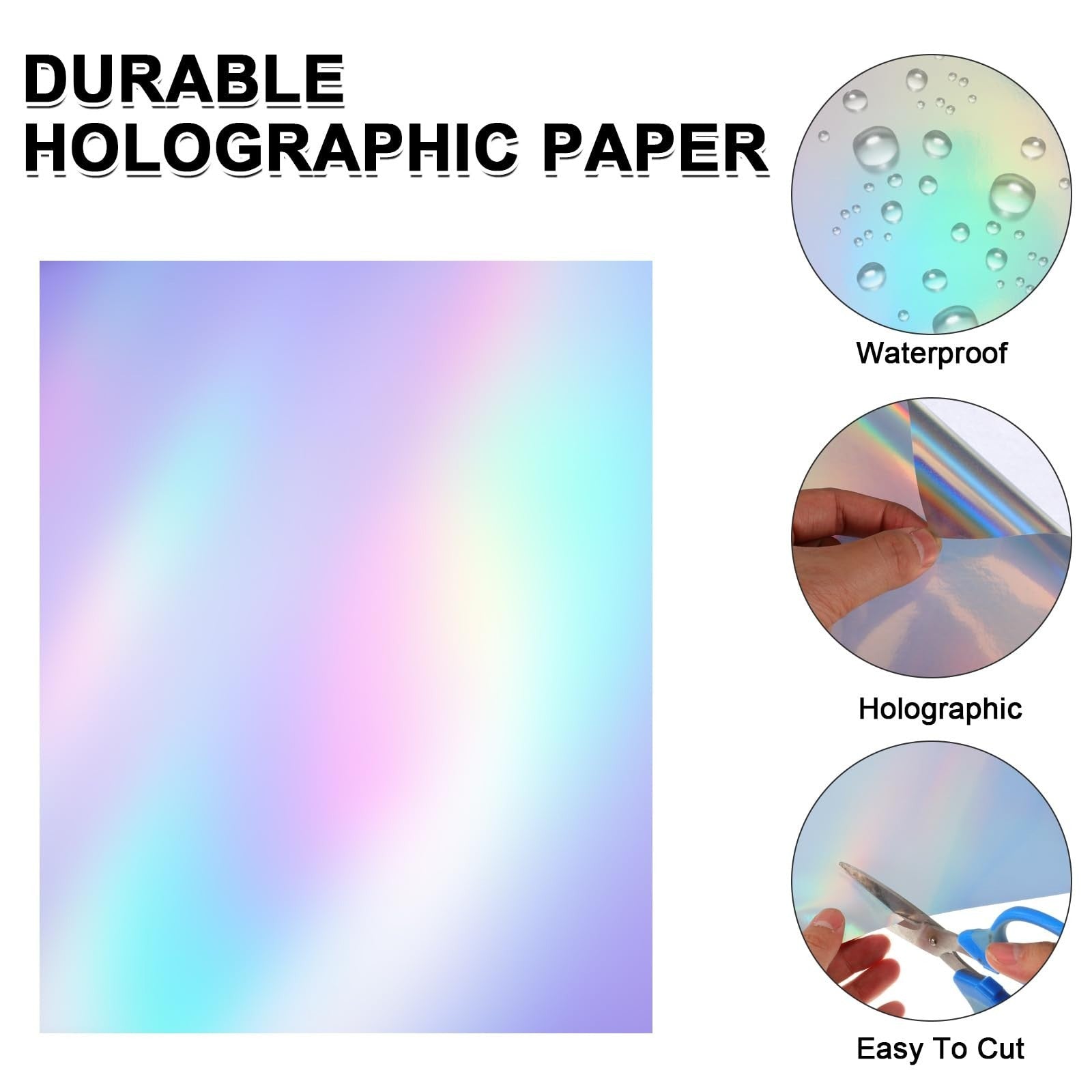 200 Sheets Holographic Printable Vinyl Sticker Paper 8.5x11" Self-Adhesive Gloss3