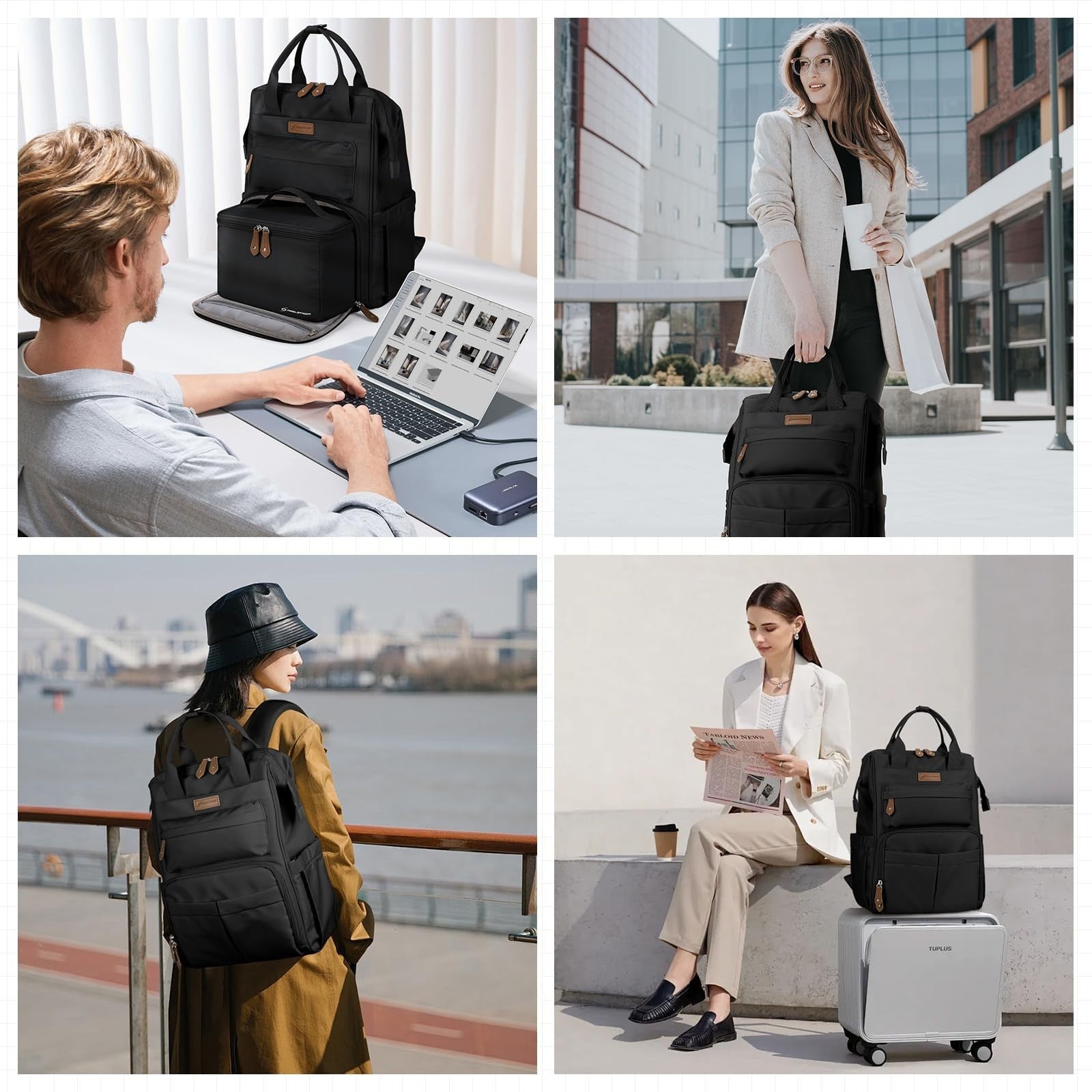 15.6 17.3" Laptop Backpack with Lunch Box, Stylish Work Bag for Men & Women8