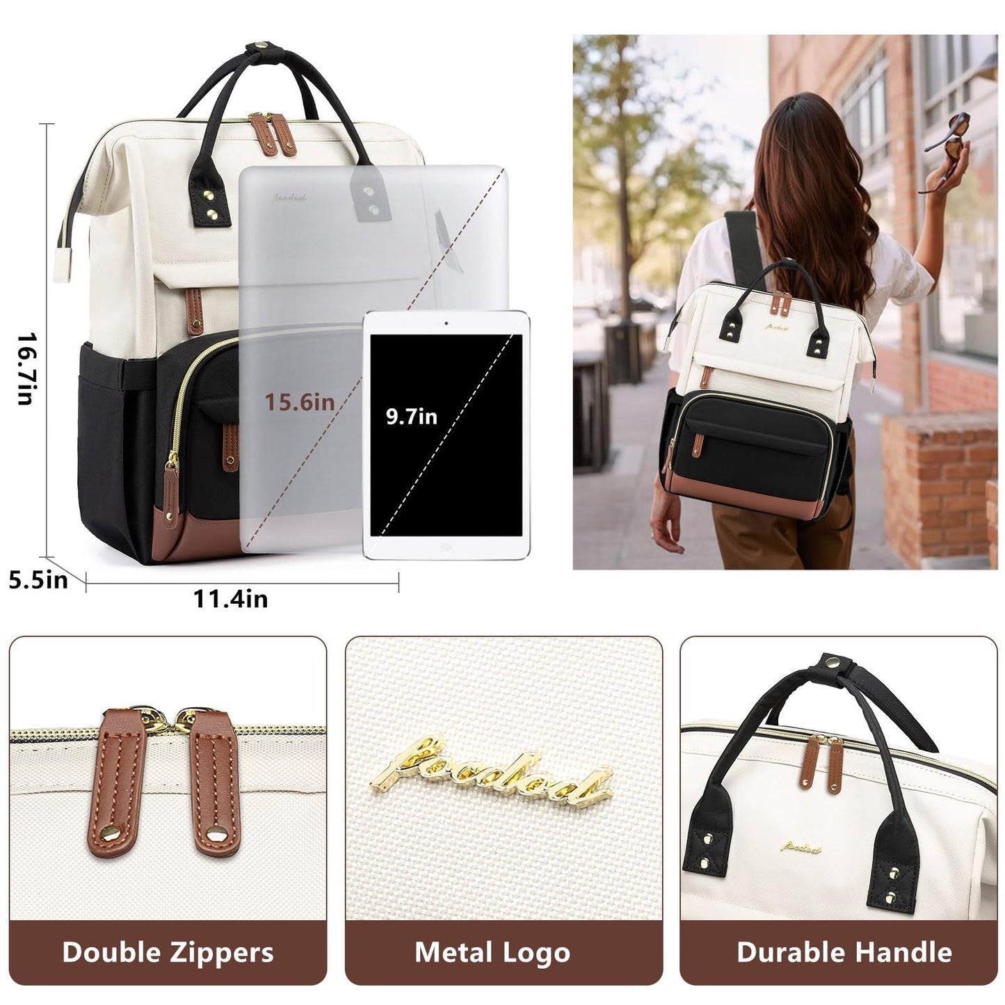 Stylish Laptop Backpack for Women   15.6" Travel Bag, Large Capacity, Casual Day4