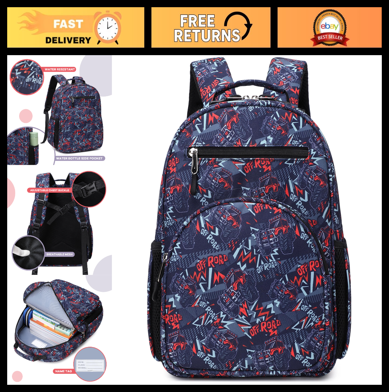 Cute Mini Toddler Backpack for Boys   Preschool Bookbag, Cars Design, Navy Blue0