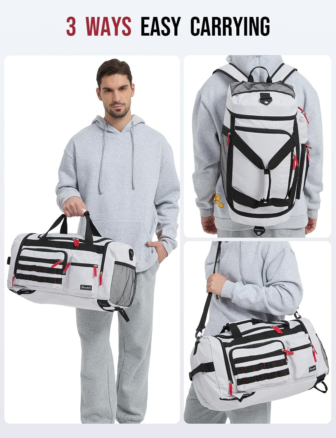 3-in-1 Gym Bag for Men & Women, 39L Sports Duffel Backpack, Wet Pocket & Shoe Co5