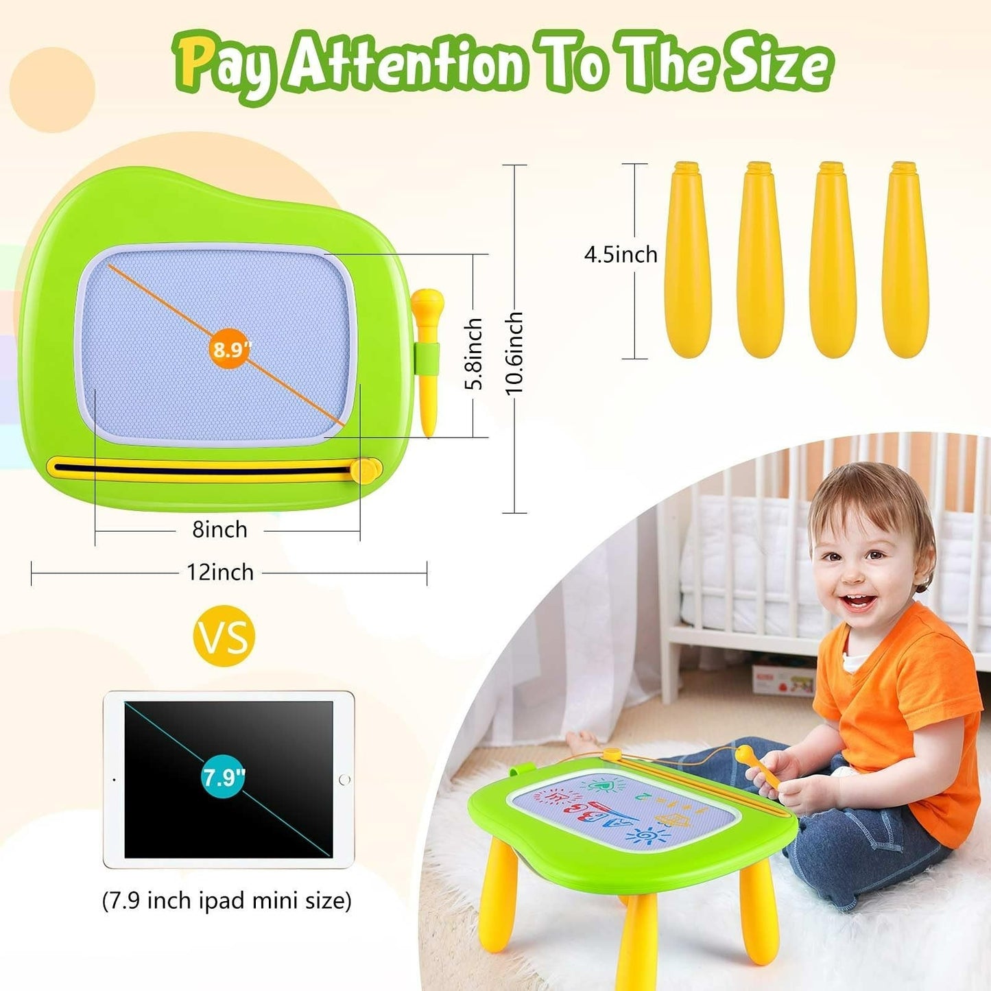 Magnetic Drawing Doodle Board for Toddlers 1-3 Years - Educational Learning Toy,1