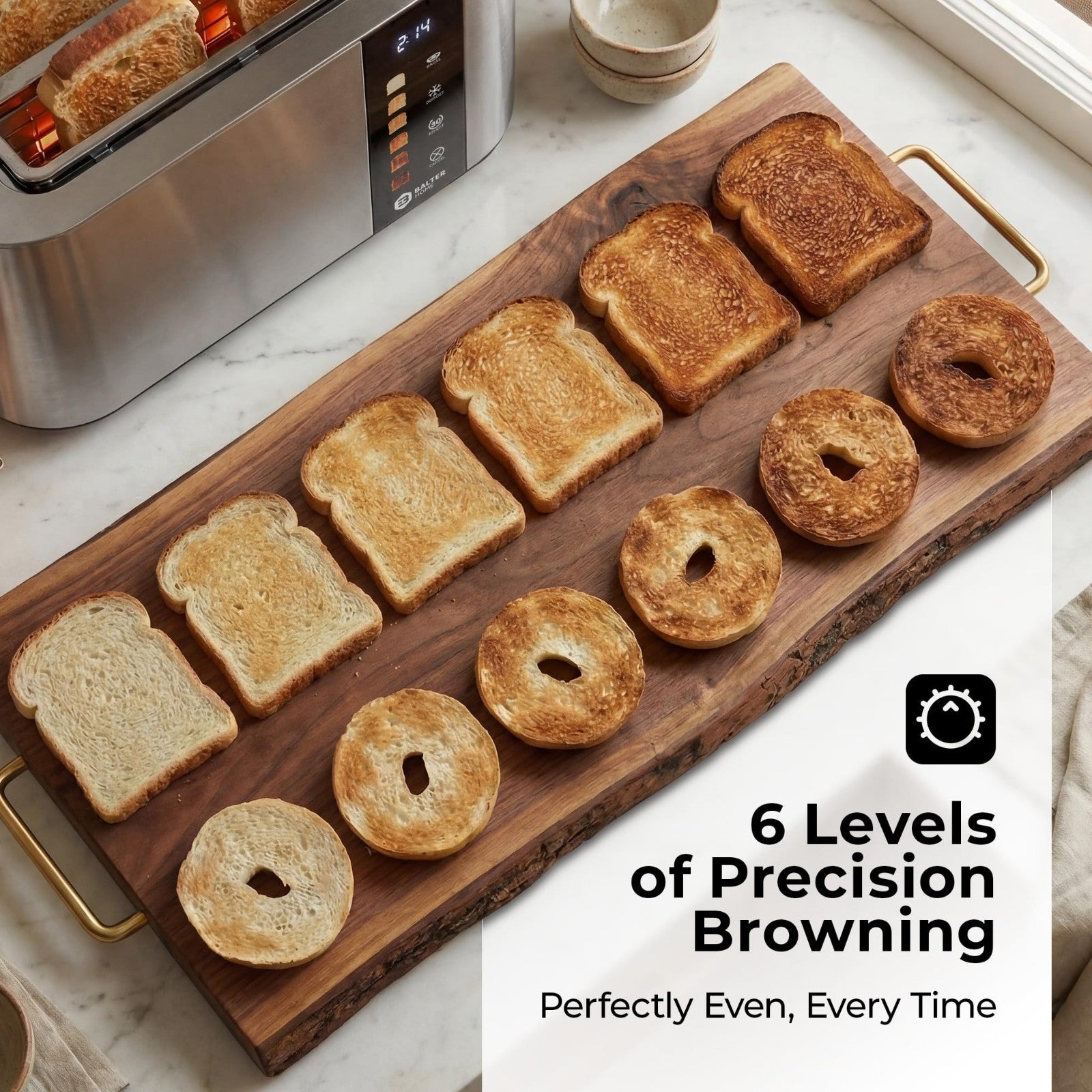 4 Slice Stainless Steel Toaster with Wide Slots, Bagel Function & Touch Screen3