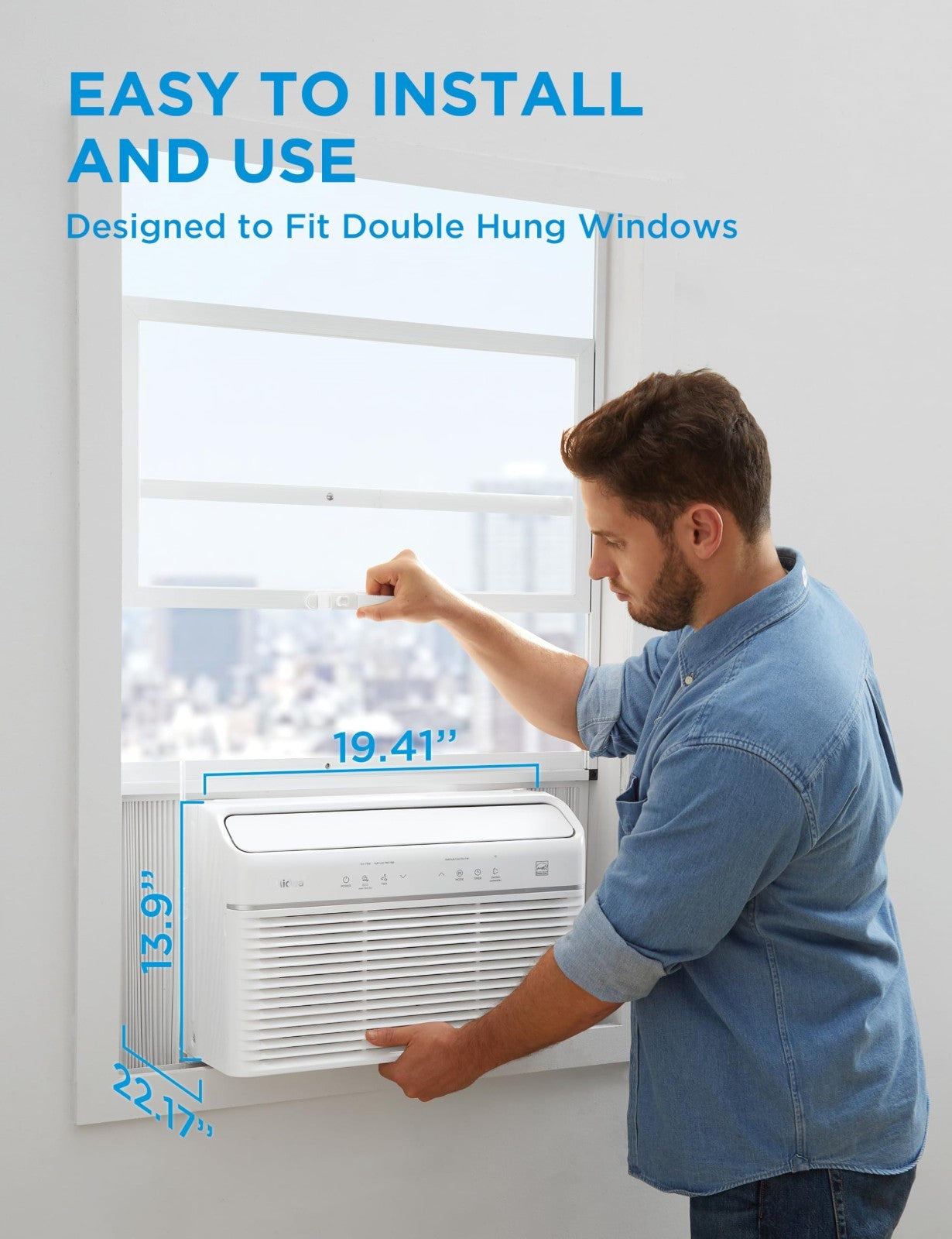12,000 BTU Window Air Conditioner with Heat & Dehumidifier, Smart Control, Energ2