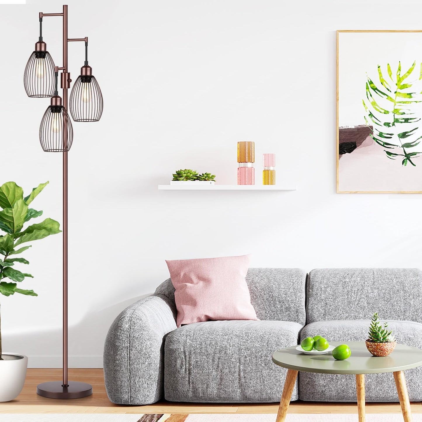 Dimmable Floor Lamp with 3 LED Edison Bulbs, Industrial Teardrop Design for Home3