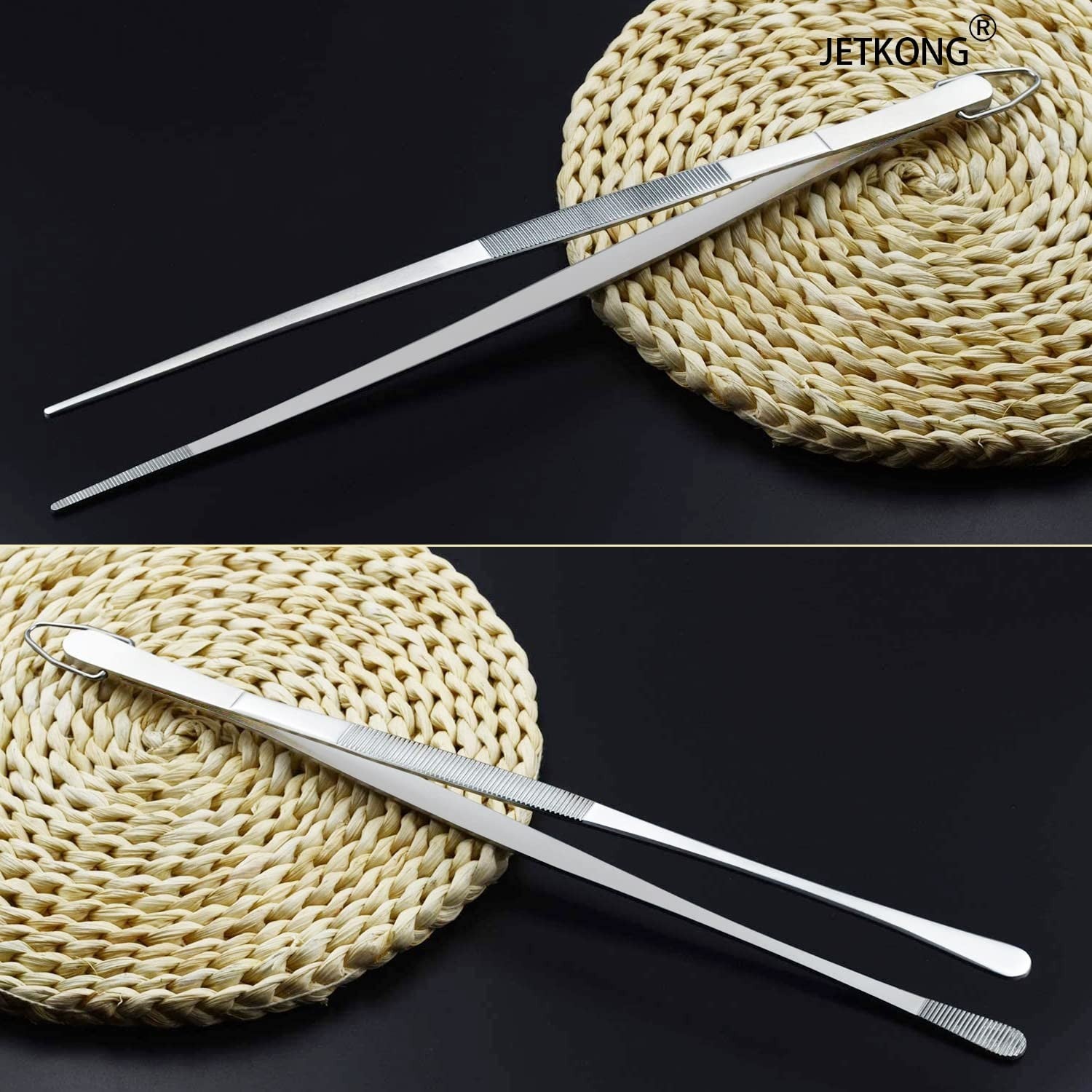 12 Inch Extra Long Stainless Steel Kitchen Tweezers Tongs   Fine Cooking Tools (5
