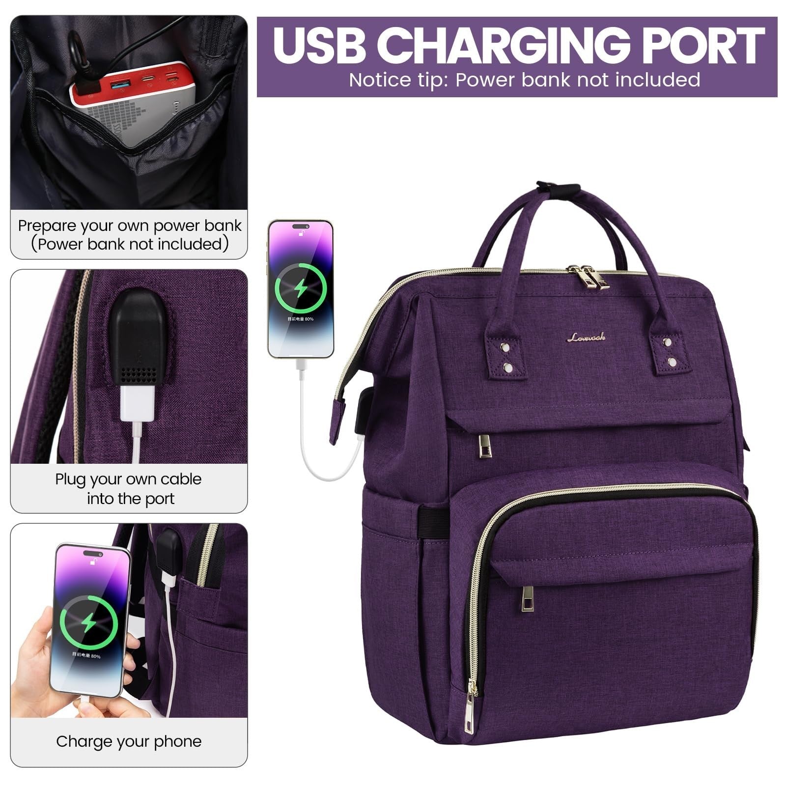 Stylish 17" Laptop Backpack for Women   Waterproof Travel Bag with USB Port, Ide3