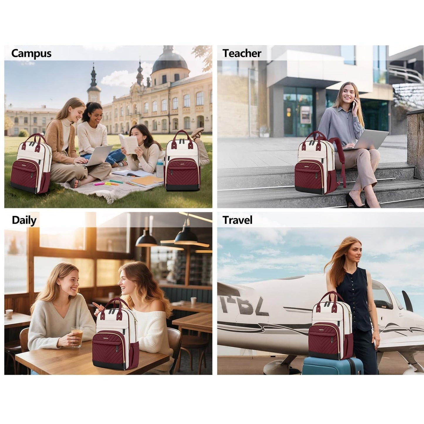 Stylish 15.6" Laptop Backpack for Women & Teens   USB Charging, Waterproof, Casu7