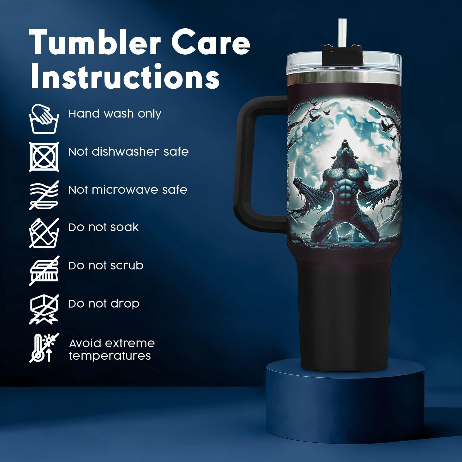 40oz Insulated Tumbler with Handle & Straw   Perfect Travel Mug for Dad, Gifts!4