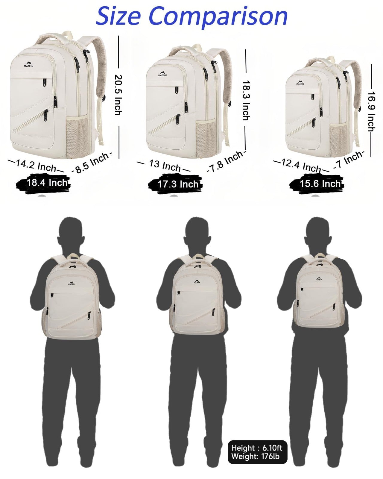 Extra Large College Backpack for Women, 18 Inch Laptop Bag, Stylish Cream Color7