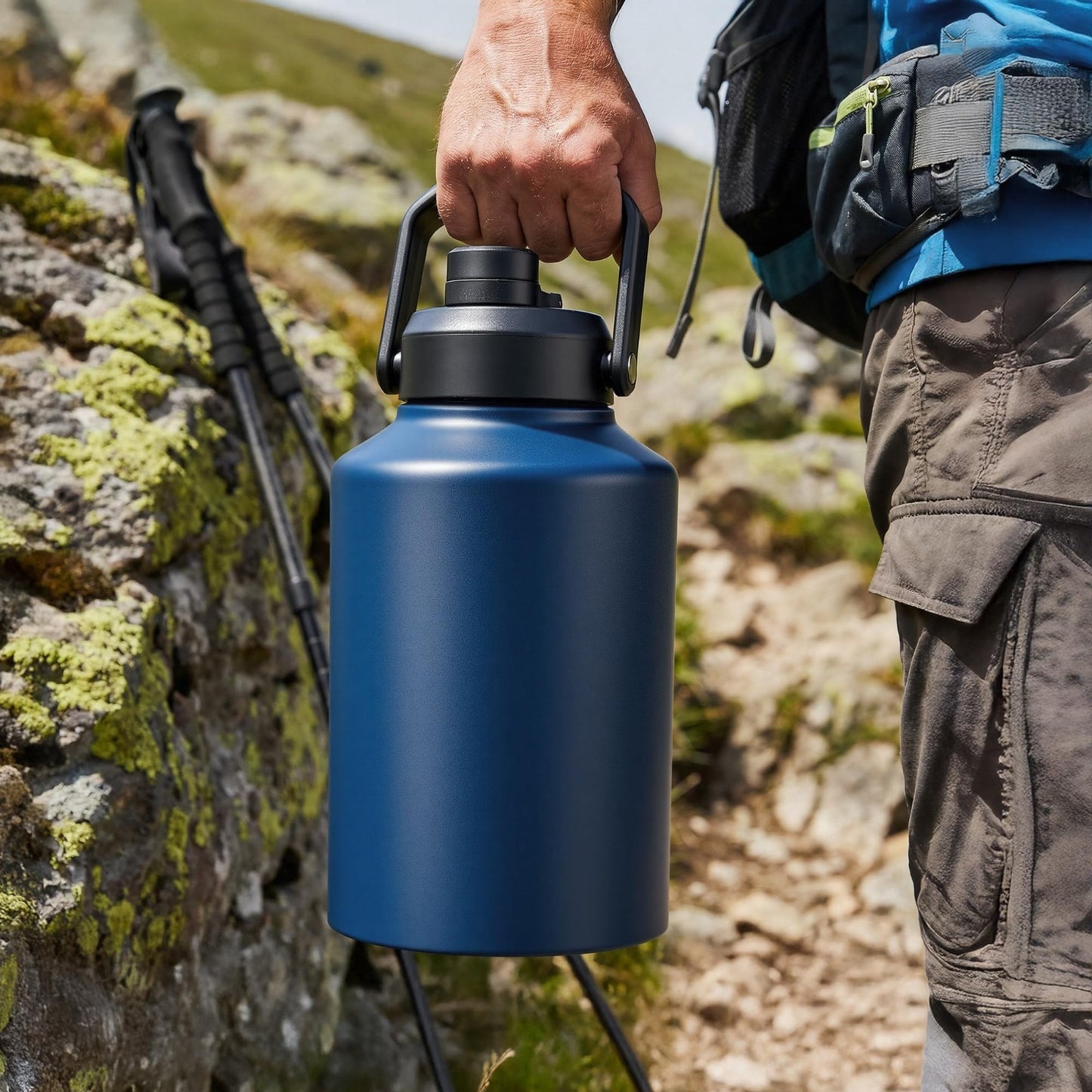 128oz Insulated Water Jug - Stainless Steel Gallon Bottle with Handle for Campin5