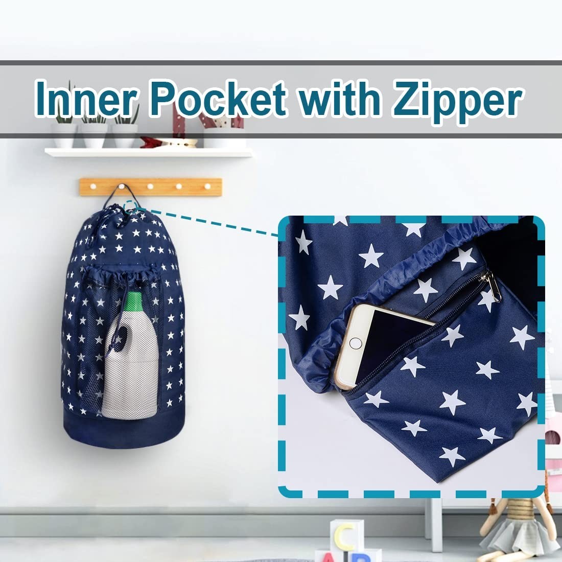 Optimized eBay Title:  "Durable Laundry Backpack with Shoulder Straps, Mesh Poc4
