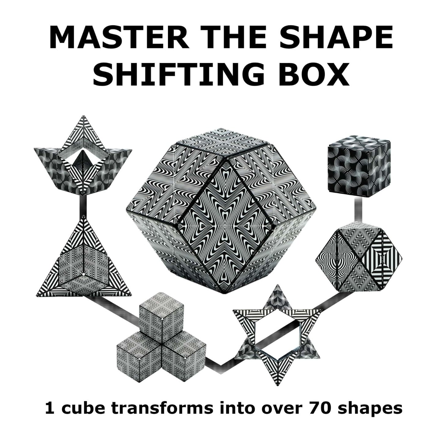Magnetic Puzzle Cube   Sensory Fidget Toy for Stress Relief, Shape Shifting Fun,3