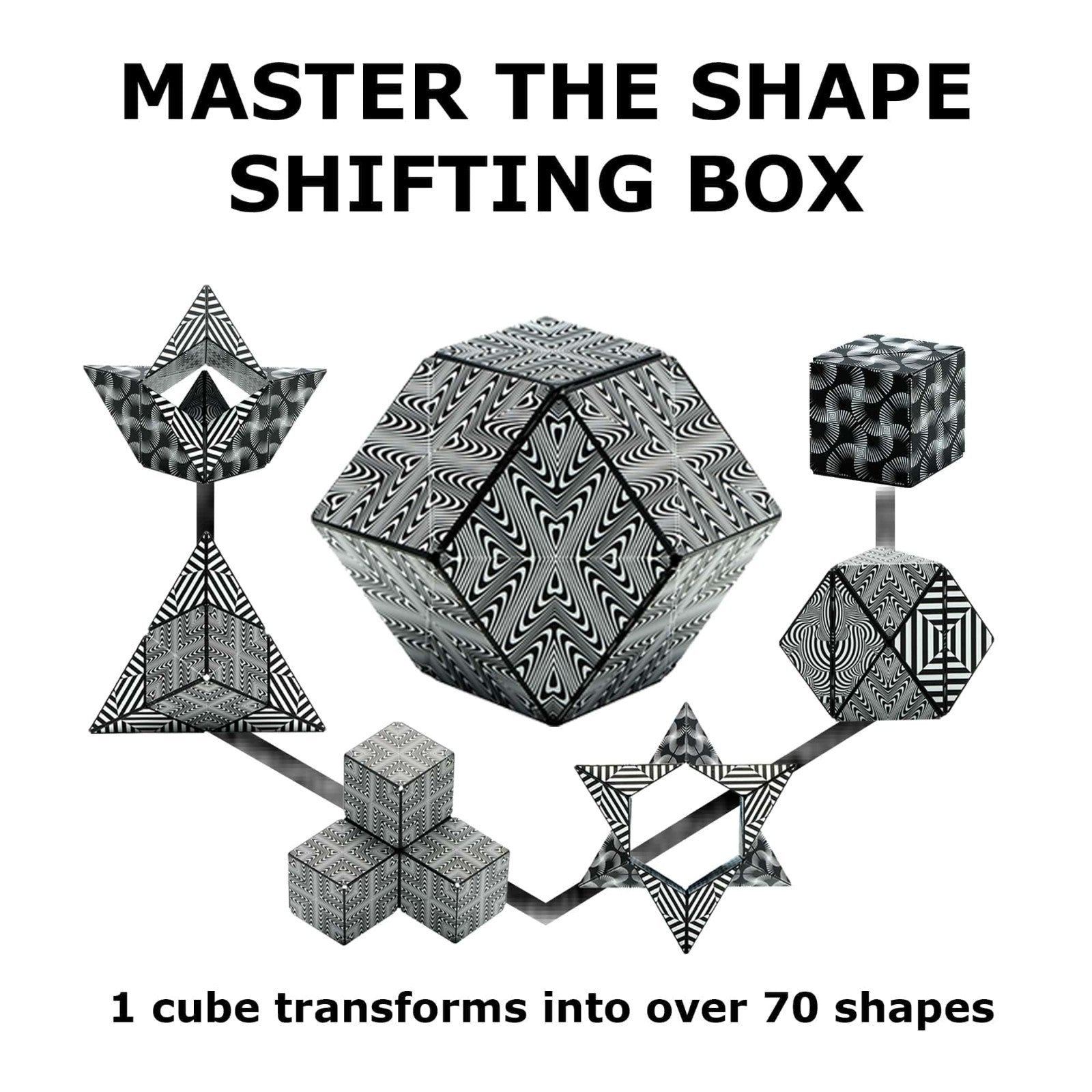 Magnetic Puzzle Cube   Sensory Fidget Toy for Stress Relief, Shape Shifting Fun,3