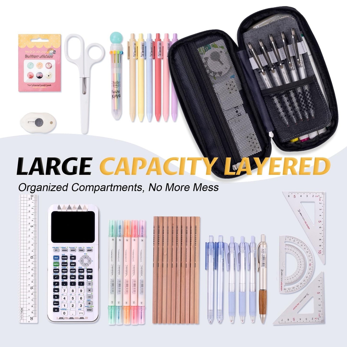 Large Capacity Pencil Case   Big Storage Bag for Office, College, School Supplie4