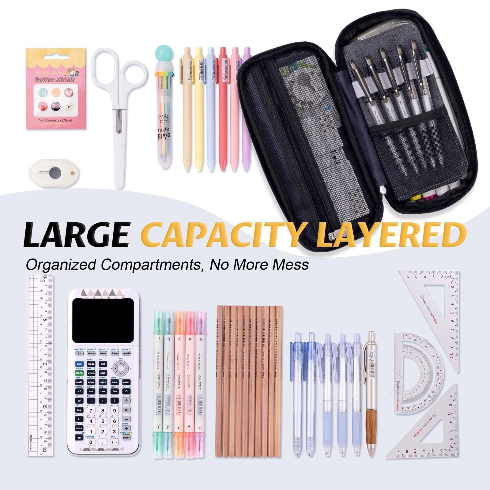 Large Capacity Pencil Case   Big Storage Bag for Office, College, School Supplie4