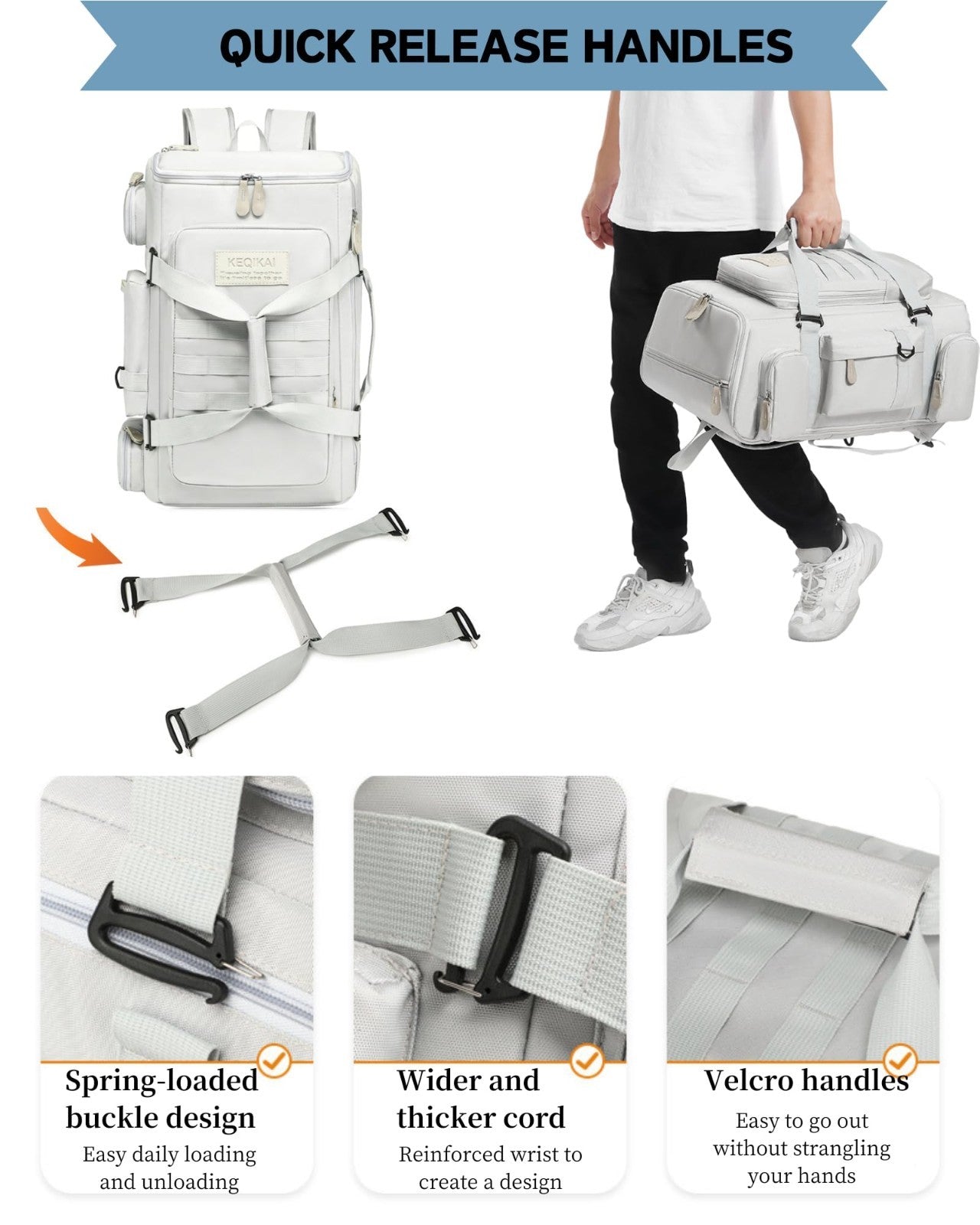50L Waterproof Travel Duffle Backpack for Men & Women - Gym, Sports, Weekend Bag5