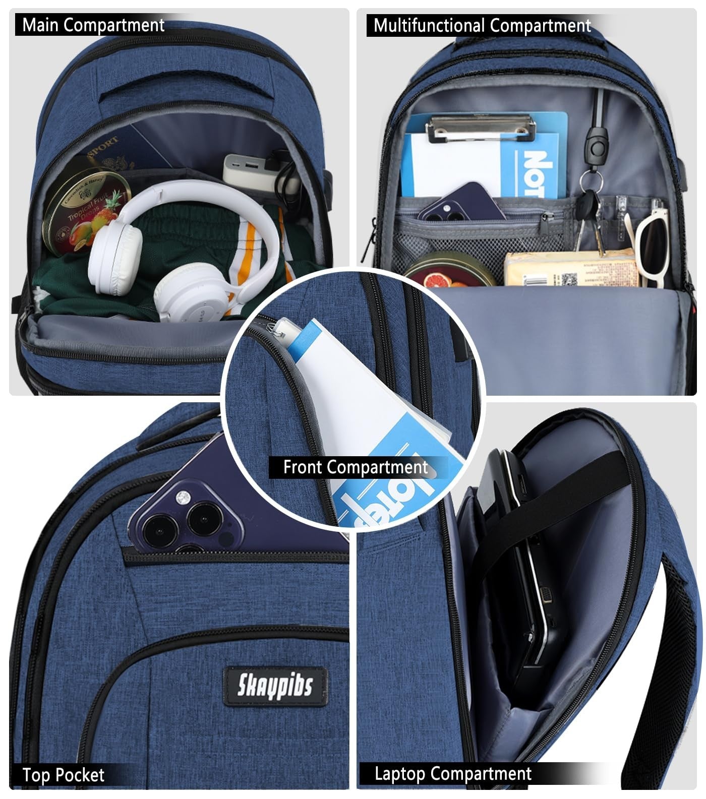 Travel Laptop Backpack 15.6" Water Resistant Daypack, Anti Theft Book Bag for Sc5