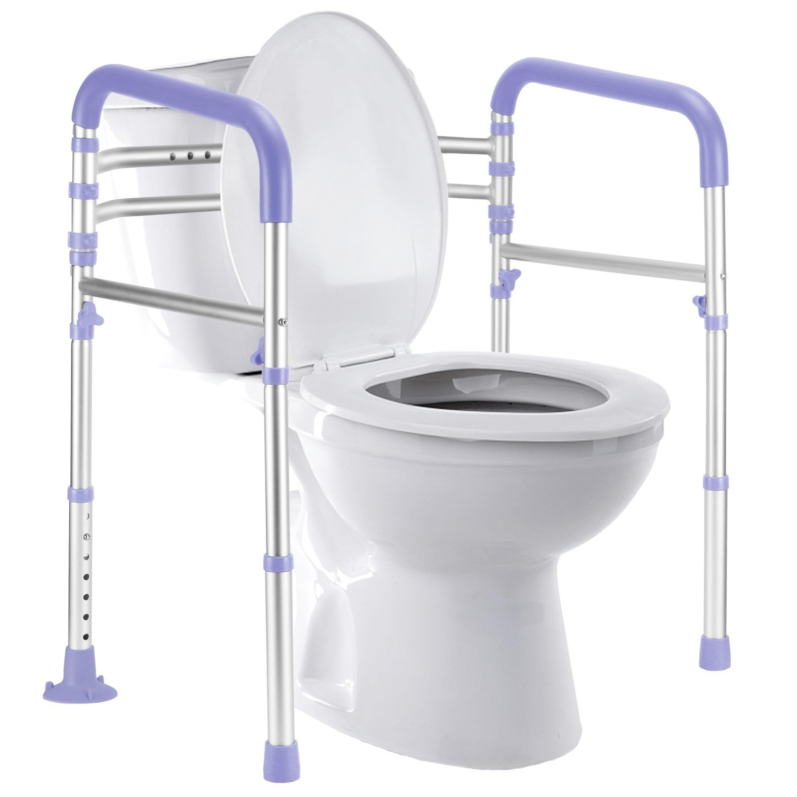 Adjustable Toilet Safety Rails, 350 lbs Capacity, Foldable Design, Fits Most Toi1