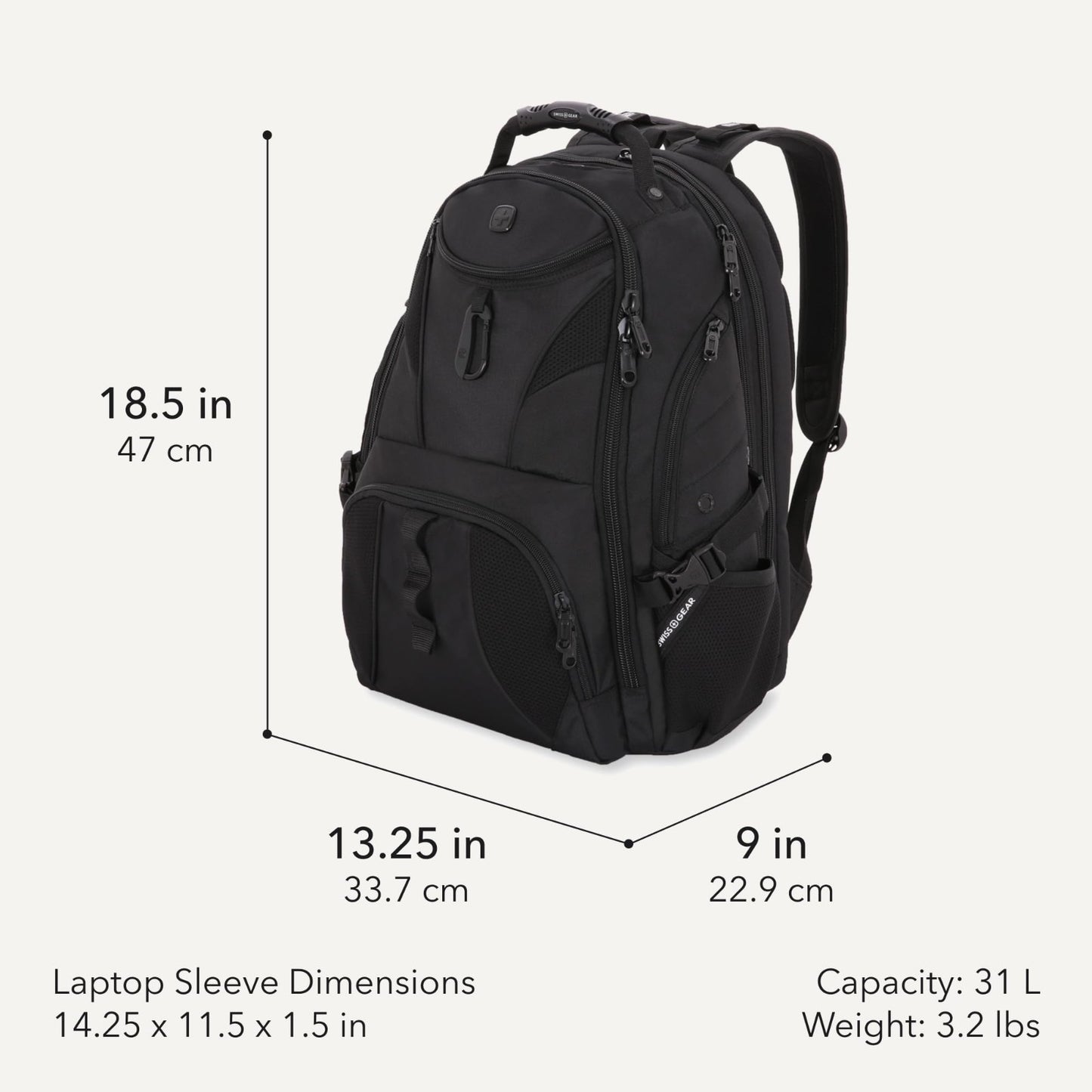 TSA Friendly 17 Inch Laptop Backpack, RFID Protection, Lay Flat Design, 31L, Bla2