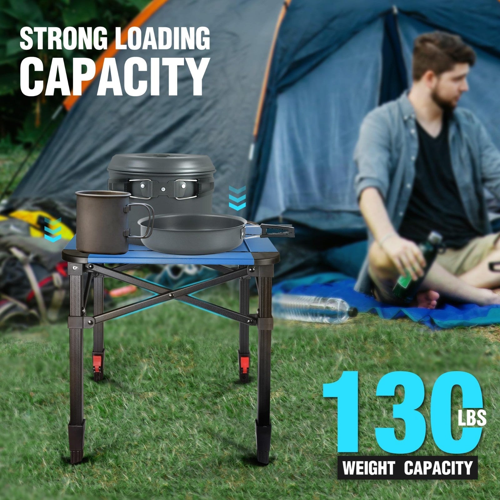 Lightweight Adjustable Folding Camping Table with Carry Bag - Perfect for Outdoo5
