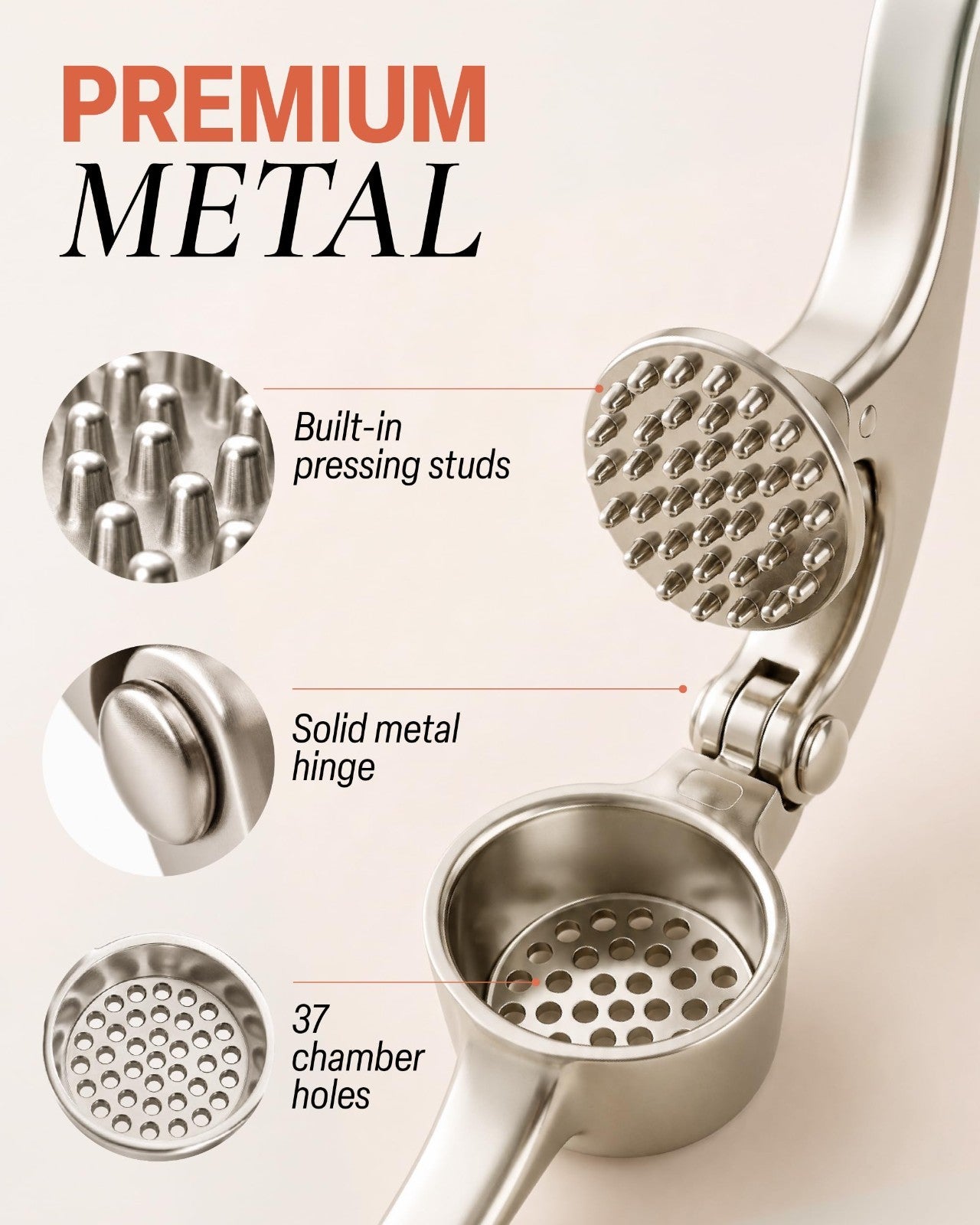 Premium Garlic Press Set   Rust Proof Mincer Tool, Easy Squeeze, Ergonomic Handl3
