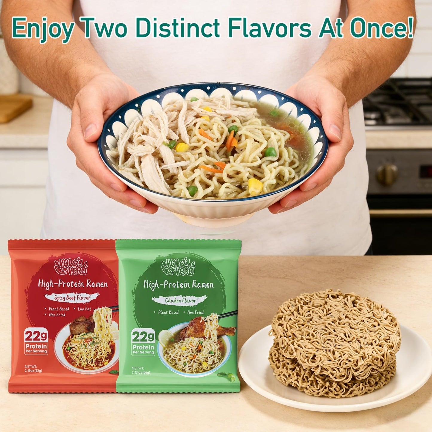 High Protein Vegan Ramen Noodles Variety Pack - 22g Plant Protein, 8 Pack, Low S5