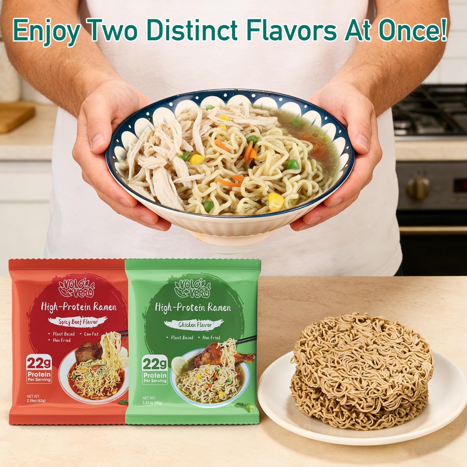 High Protein Vegan Ramen Noodles Variety Pack - 22g Plant Protein, 8 Pack, Low S5