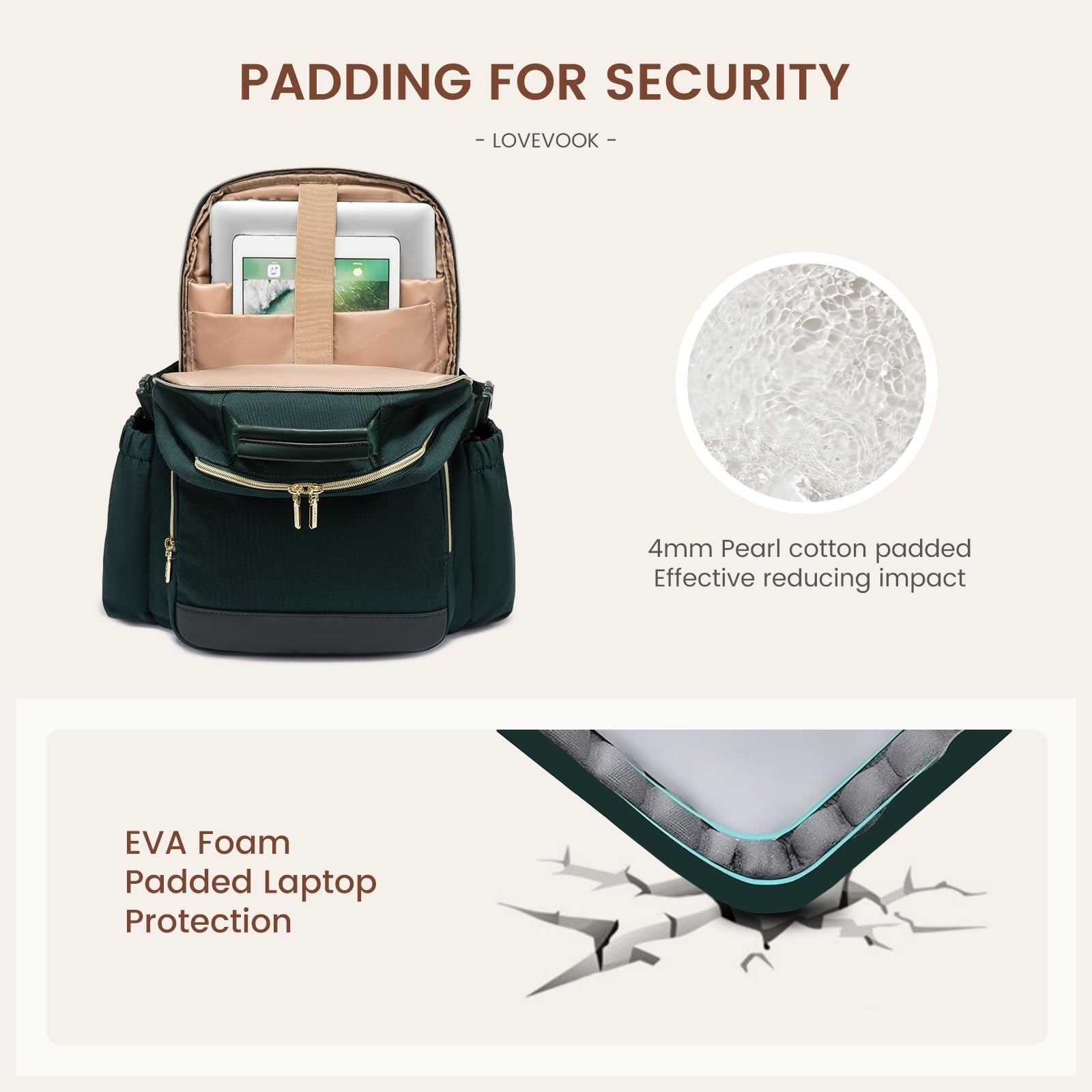 Stylish Waterproof Laptop Backpack for Women, 15.6" Travel Bag with Pouch, Large3