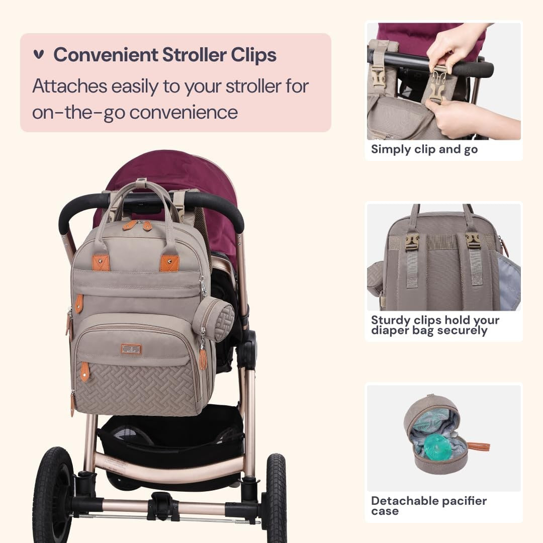 Multi Function Water Resistant Diaper Bag Backpack   Baby Travel Tote, Changing4