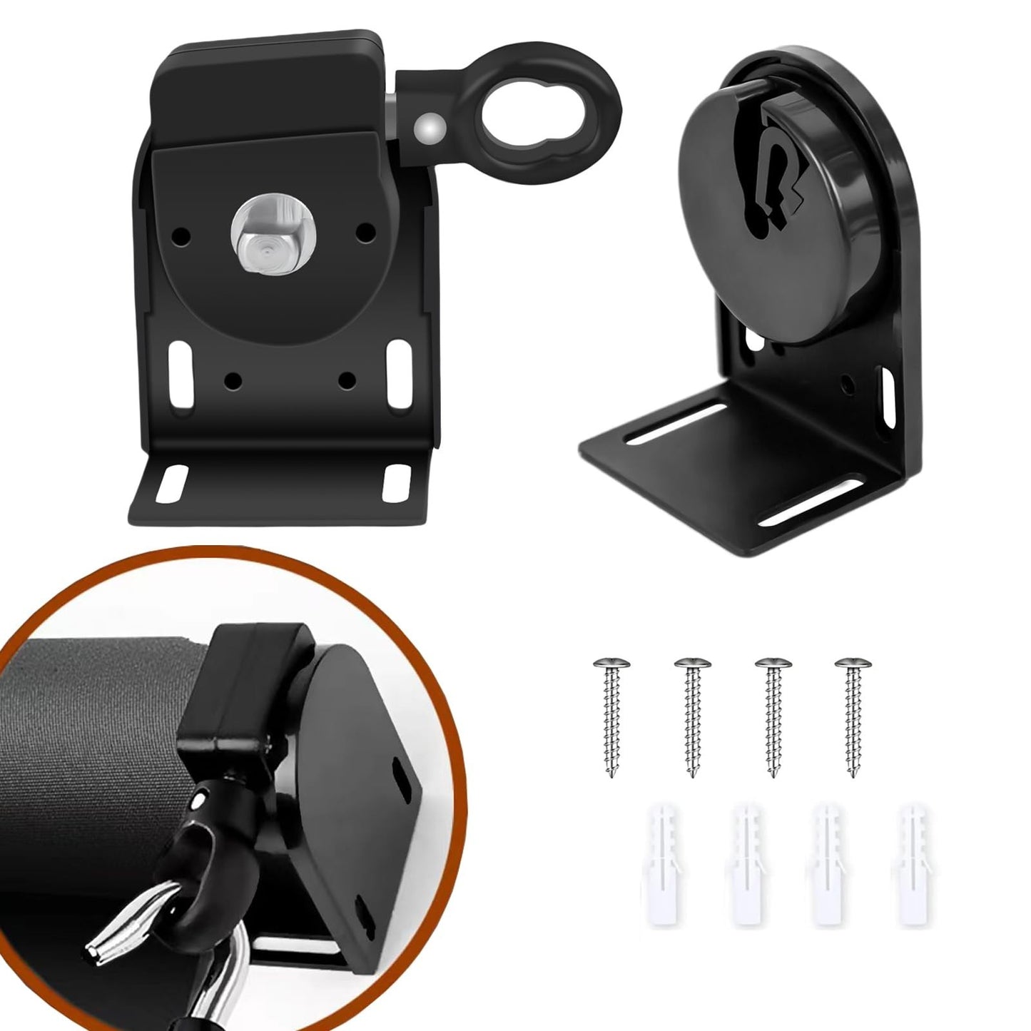 Cordless Crank Kit for Roller Blinds, Outdoor Shade Mounting Bracket, Black1