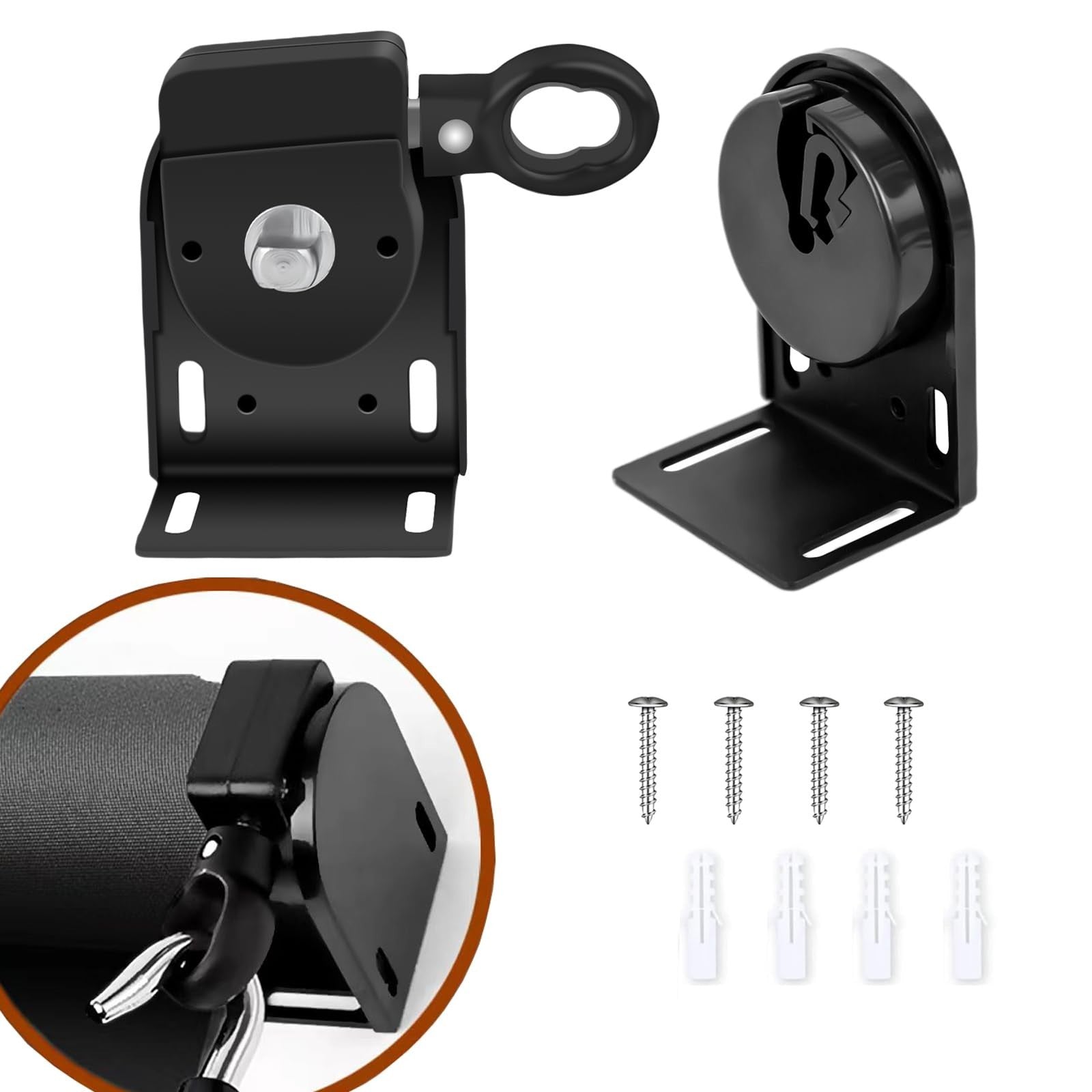 Cordless Crank Kit for Roller Blinds, Outdoor Shade Mounting Bracket, Black1