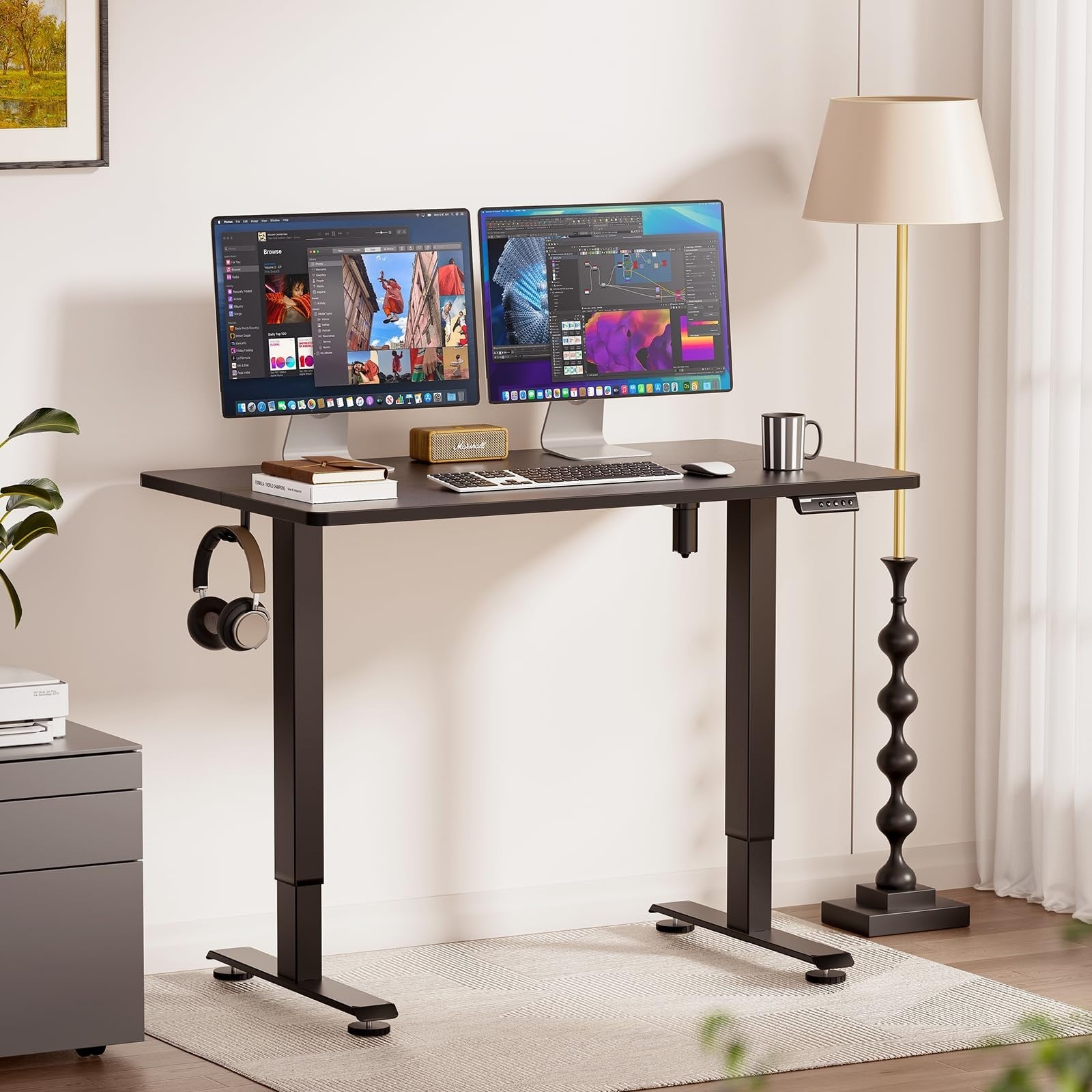 Adjustable Height Standing Desk 47.2" - Modern Wood Computer Table for Home Offi2