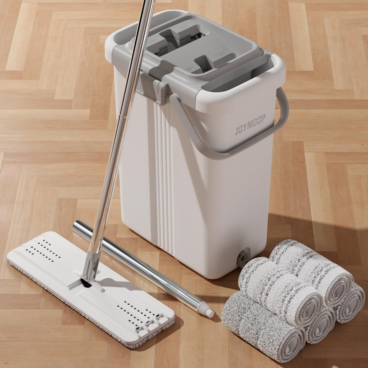 Flat Mop System with Bucket Set - Microfiber Mop for Wet & Dry Cleaning, 3 Pads2