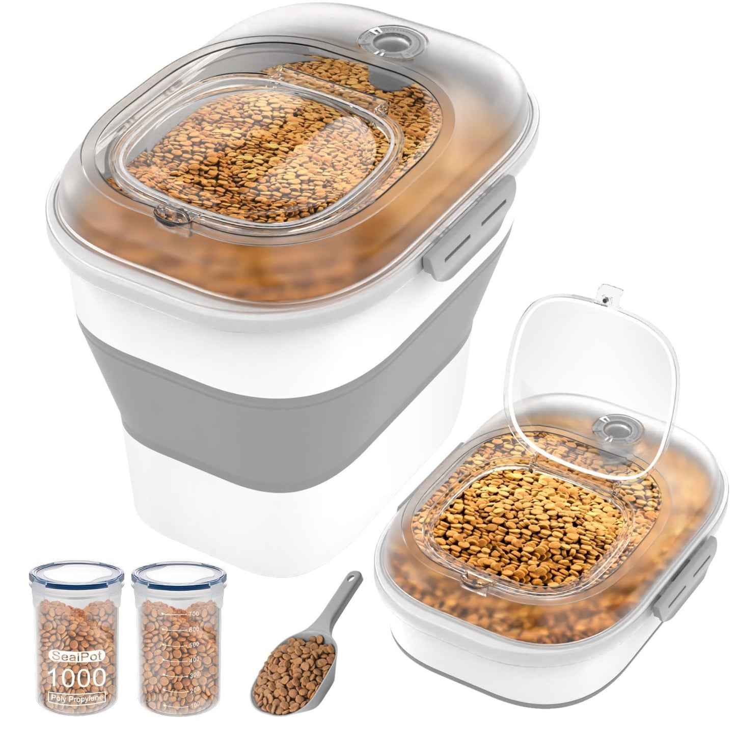 Collapsible Dog Food Storage Container on Wheels   32 35 Lbs Capacity, Airtight1